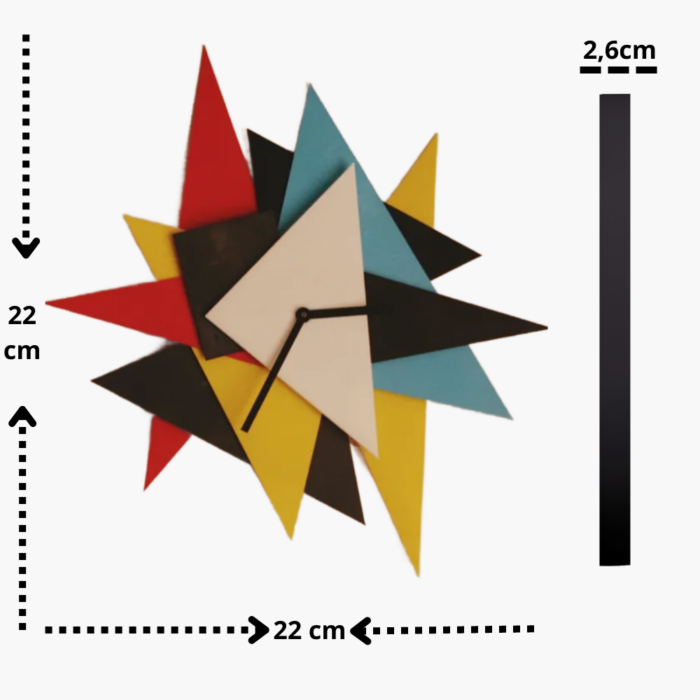 Relógio de parede triangular colorido