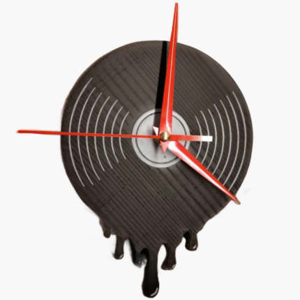 Wall clock in the shape of a vinyl record